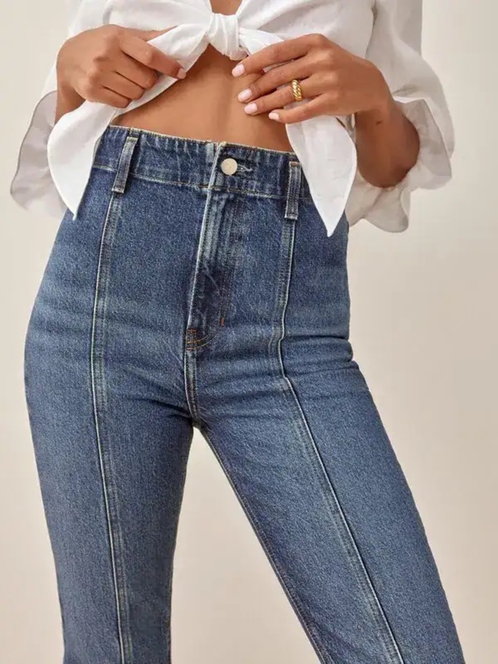 REFORMATION Jeans Amie Seamed High Rise Skinny Jean, 28 Straight